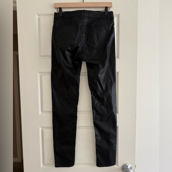 Black Coated Skinny Jeans Faux Leather Look Stretch H&M Size 6 - Picture 2 of 4